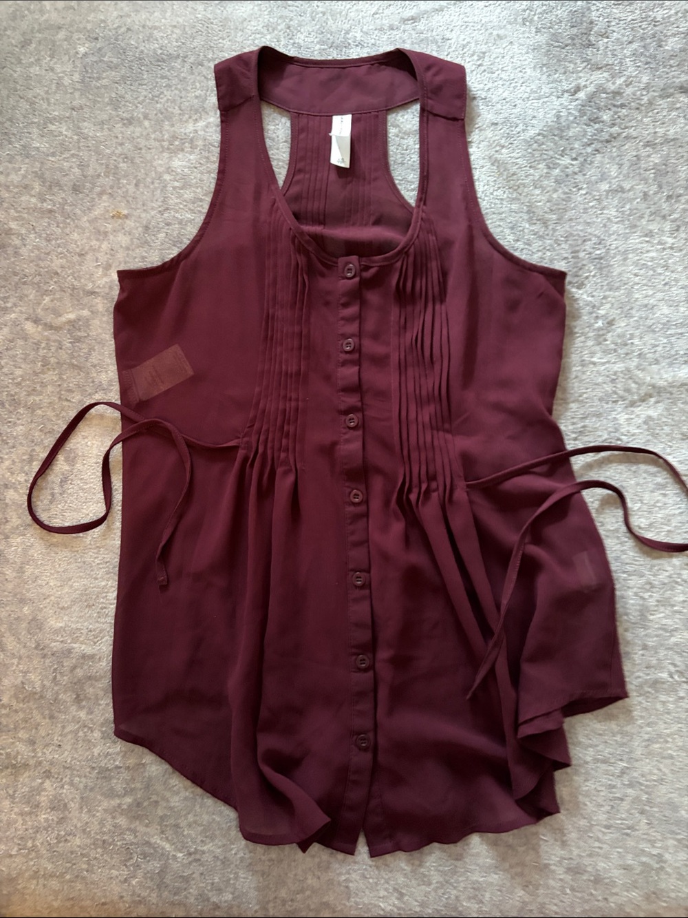 Warehouse Burgundy Racerback Button-Front Camisole Top